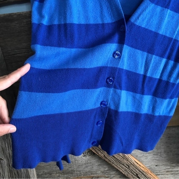 RICKI'S Size Large Blue Striped Cardigan - Picture 2 of 6